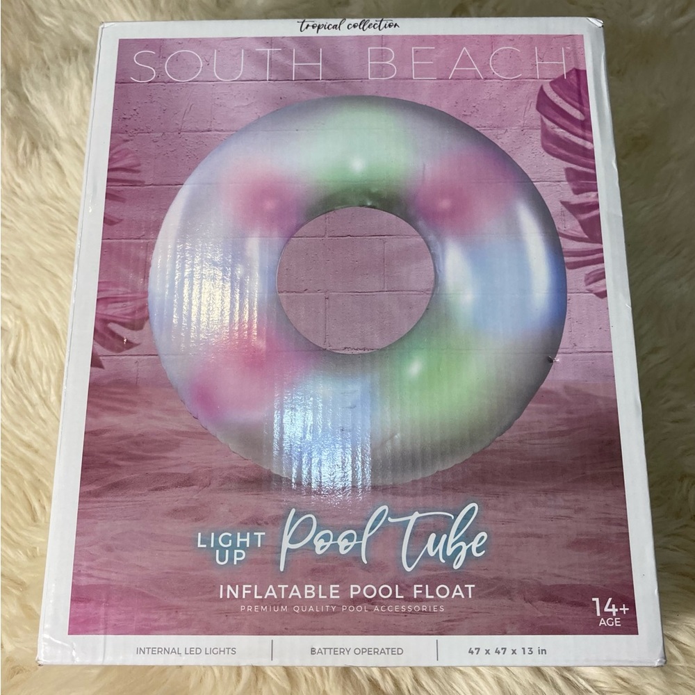 South Beach Light Up Pool Tube Inflatable Float